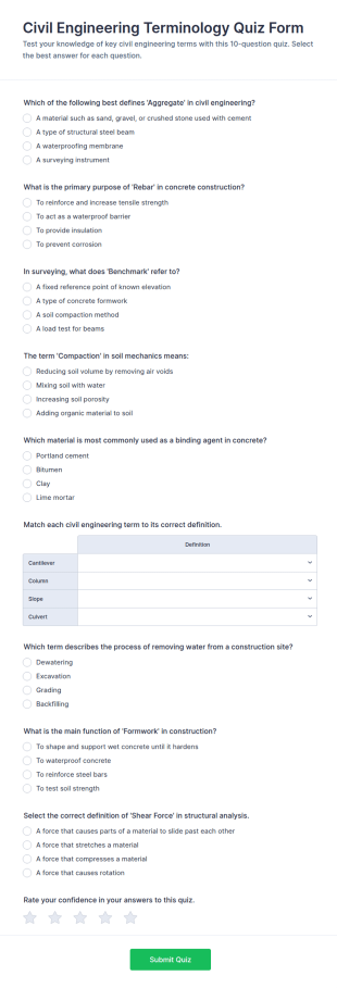 Civil Engineering Terminology Quiz Form Template
