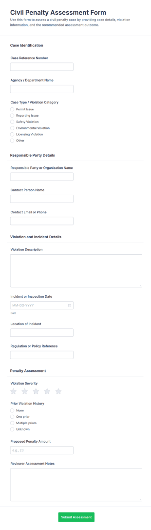 Civil Penalty Assessment Form Template