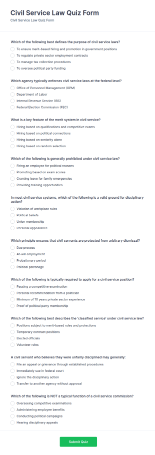 Civil Service Law Quiz Form Template
