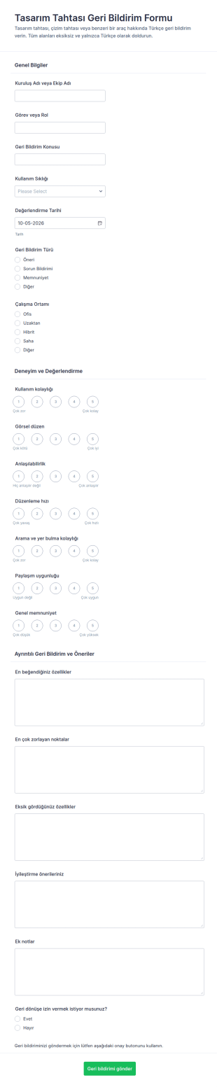 Çizim Taslağı Geri Bildirim Form Şablonu