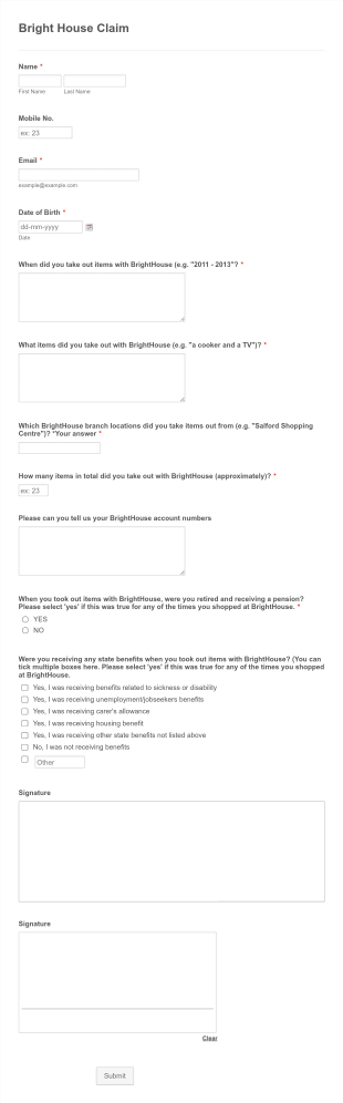 Claim Form Template