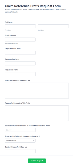 Claim Reference Prefix Request Form Template