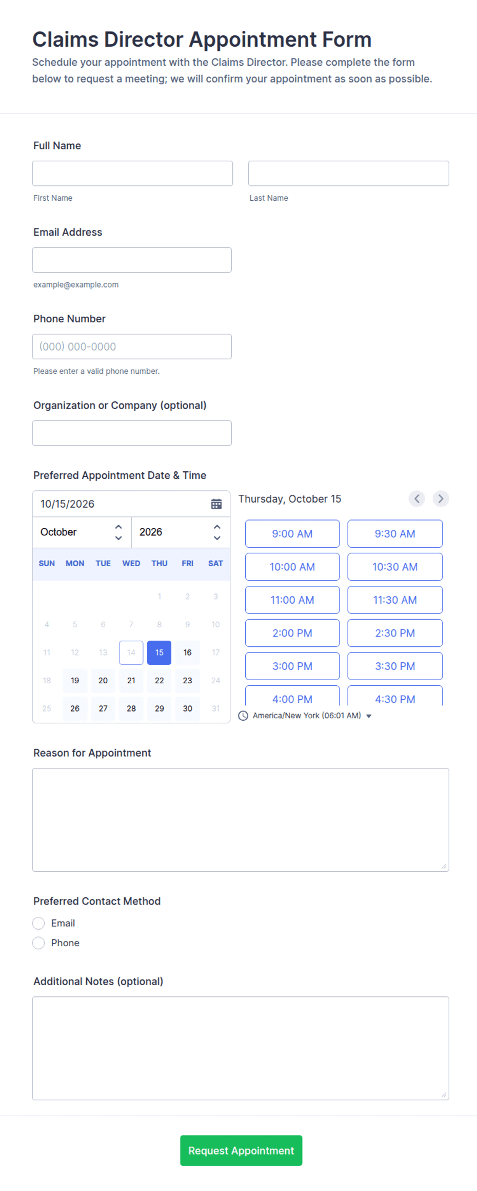Claims Director Appointment Form Template | Jotform