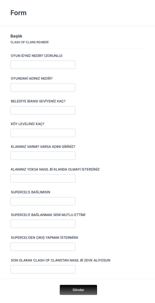 Clash Of Clans Rehberiniz Form Şablonu