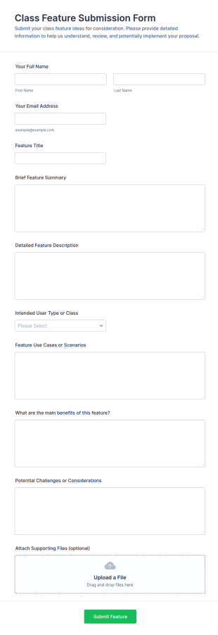 Class Feature Submission Form Template