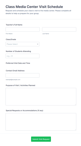 Class Media Center Visit Schedule Form Template