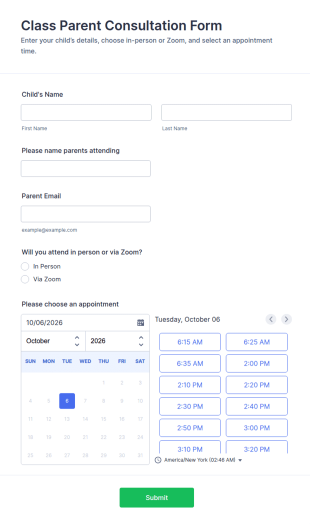 Class Parent Consultation Form Template