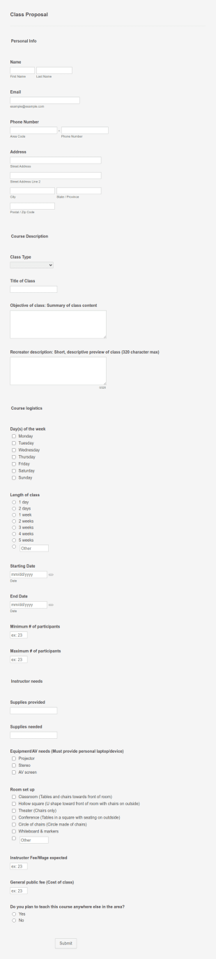 Class Proposal Template
