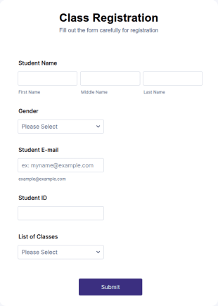 Class Registration Form Template