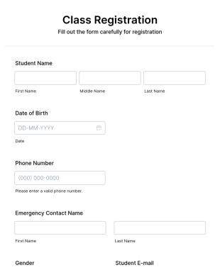 Class Registration Form Template
