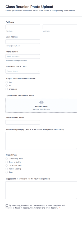 Class Reunion Photo Upload Form Template