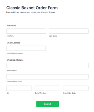 Classic Boxset Order Form Template
