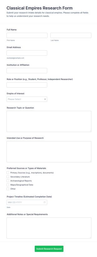 Classical Empires Research Form Template