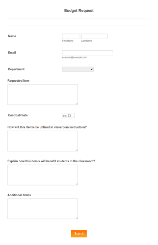 Classroom Budget Request Form Template