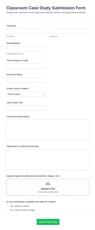 Classroom Case Study Submission Form Template