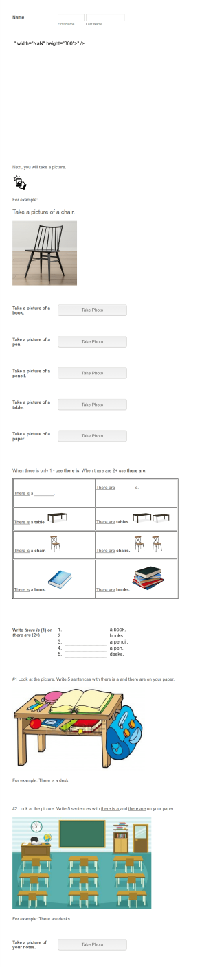 Classroom Objects Grammar Quiz Form Template