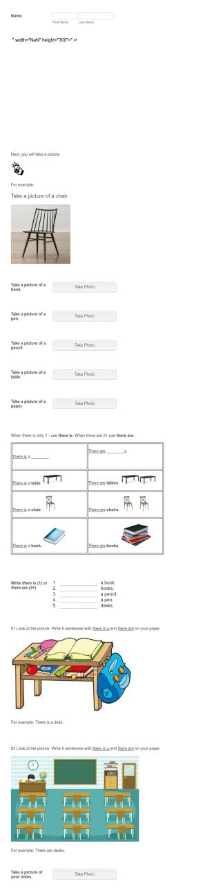 Classroom Objects Grammar Quiz Form Template