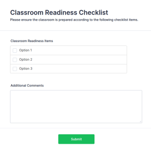Classroom Readiness Checklist Form Template