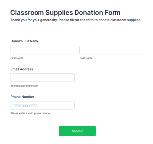 Classroom Supplies Donation Form Template