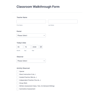 Classroom Walkthrough Template