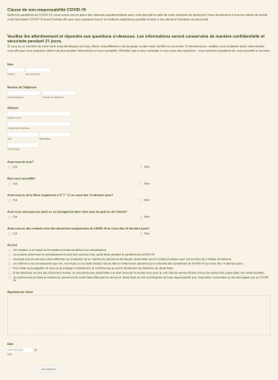 Clause De Non Responsabilité COVID 19