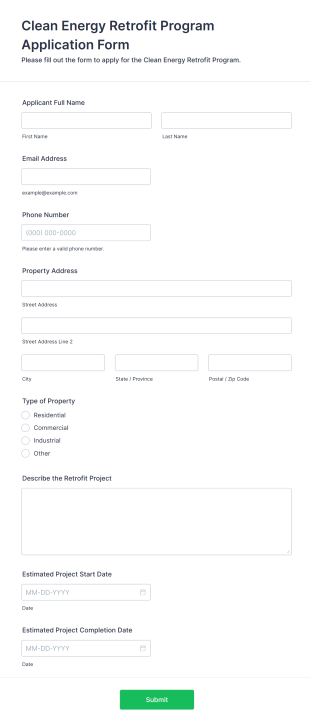 Clean Energy Retrofit Program Application Form Template