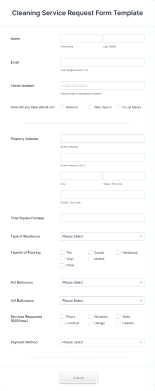 Cleaning Service Request Form Template