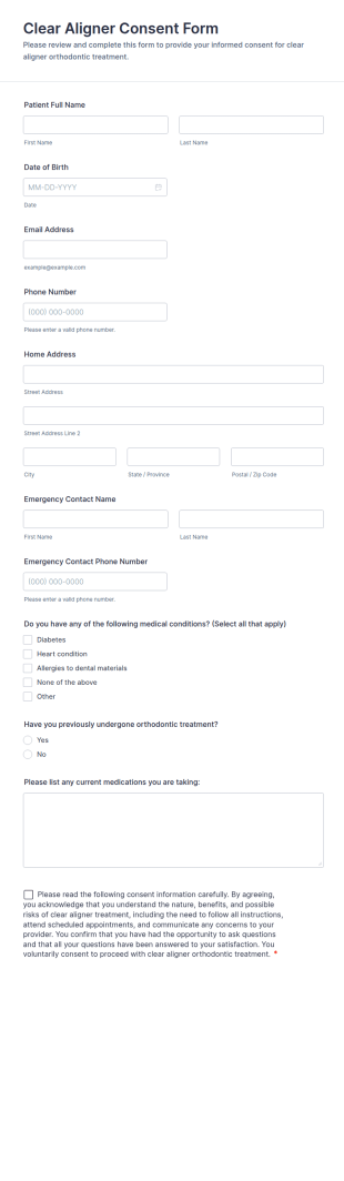 Clear Aligner Consent Form Template