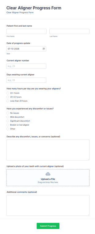 Clear Aligner Progress Form Template