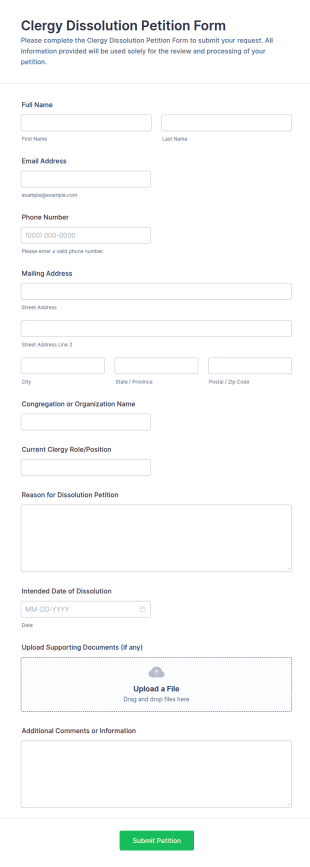 Clergy Dissolution Petition Form Template