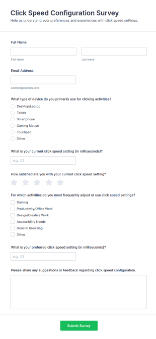 Click Speed Configuration Survey Form Template