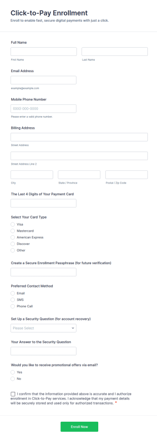 Click To Pay Enrollment Form Template