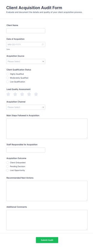 Client Acquisition Audit Form Template