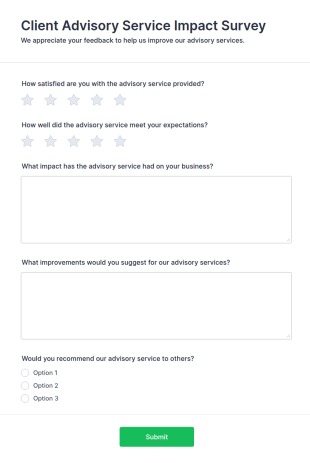 Client Advisory Service Impact Survey Form Template
