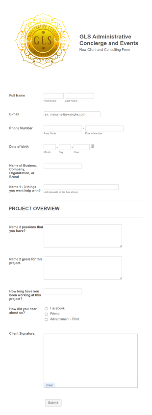 Consulting Client Intake Form Template