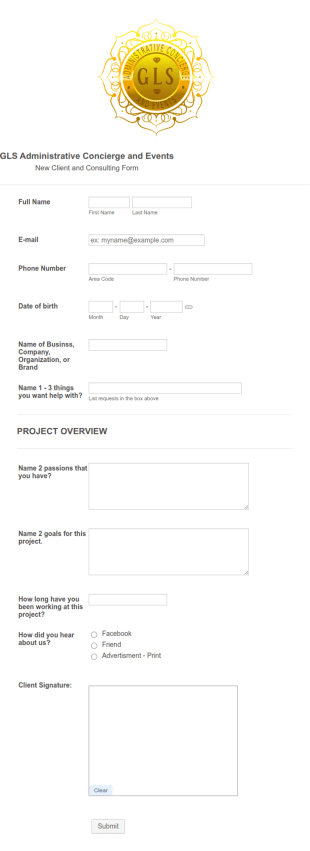 Consulting Client Intake Form Template