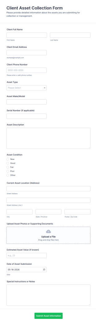 Client Asset Collection Form Template