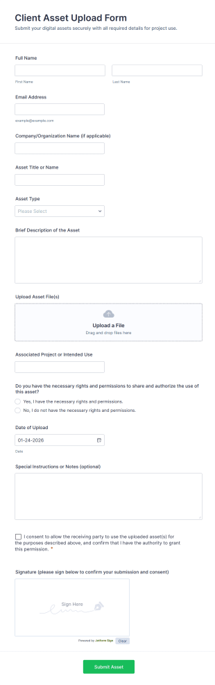 Client Asset Upload Form Template