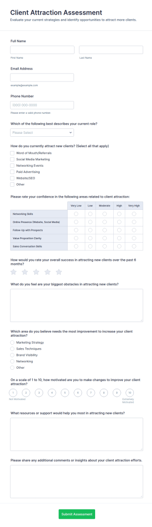Client Attraction Assessment Form Template