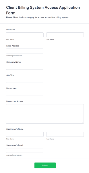 Client Billing System Access Application Form Form Template