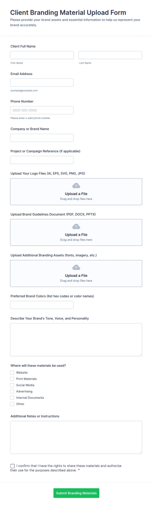 Client Branding Material Upload Form Template