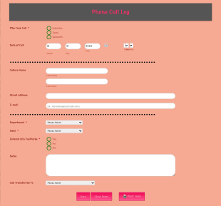 Client Call Log 5 Form Template