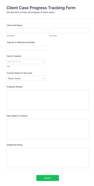 Client Case Progress Tracking Form Template