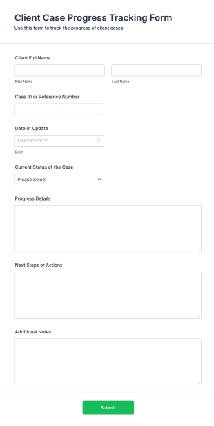 Client Case Progress Tracking Form Template