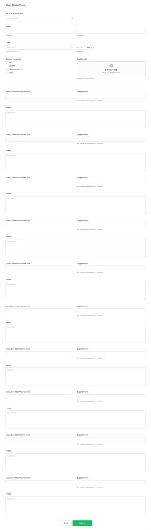 Client Clinical Notes Form Template