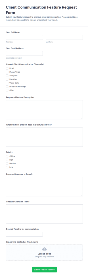 Client Communication Feature Request Form Template
