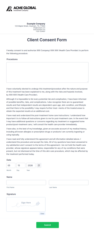 Client Consent Form Template