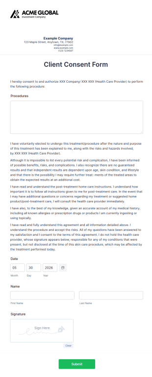 Client Consent Form Template