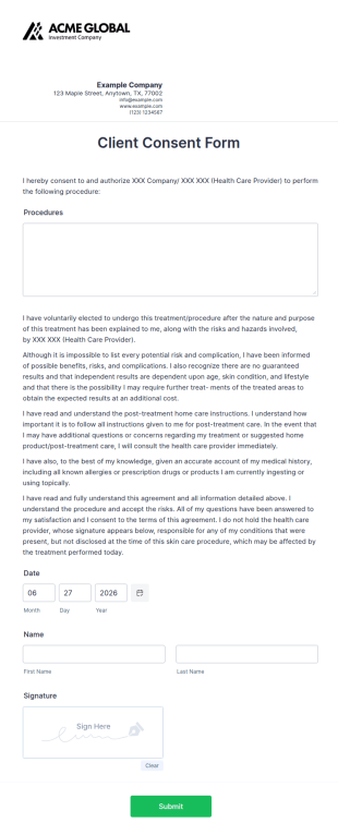 Client Consent Form Template