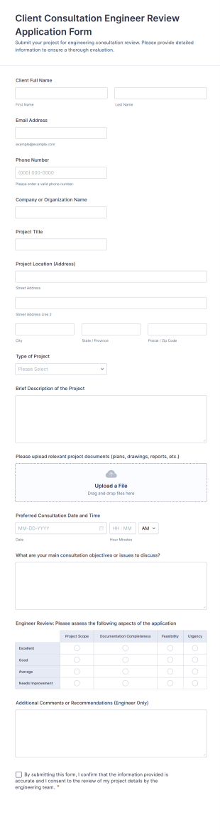 Client Consultation Engineer Review Application Form Template